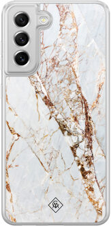 Casimoda Samsung Galaxy S21 FE hybride hoesje - Marmer goud Goudkleurig
