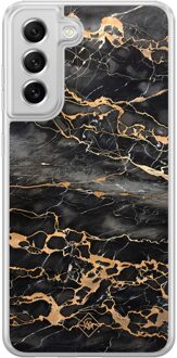 Casimoda Samsung Galaxy S21 FE hybride hoesje - Marmer grijs brons Grijs/zilverkleurig