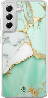 Casimoda Samsung Galaxy S21 FE hybride hoesje - Marmer mintgroen