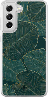 Casimoda Samsung Galaxy S21 FE hybride hoesje - Monstera leaves Groen