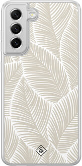 Casimoda Samsung Galaxy S21 FE hybride hoesje - Palmy leaves beige Bruin/beige