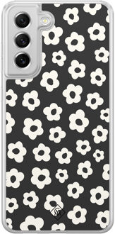 Casimoda Samsung Galaxy S21 FE hybride hoesje - Retro bloempjes Zwart