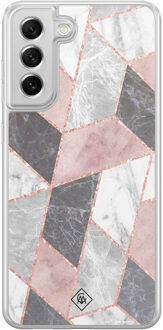 Casimoda Samsung Galaxy S21 FE hybride hoesje - Stone grid Paars