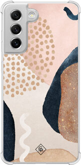 Casimoda Samsung Galaxy S21 FE shockproof hoesje - Abstract dots Bruin/beige
