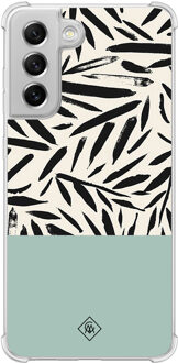 Casimoda Samsung Galaxy S21 FE shockproof hoesje - Abstract mint palms