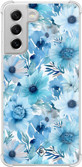 Casimoda Samsung Galaxy S21 FE shockproof hoesje - Flower touch Blauw