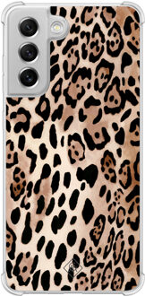 Casimoda Samsung Galaxy S21 FE shockproof hoesje - Golden wildcat Bruin/beige