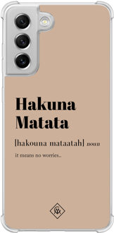 Casimoda Samsung Galaxy S21 FE shockproof hoesje - Hakuna matata Bruin/beige