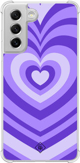 Casimoda Samsung Galaxy S21 FE shockproof hoesje - Hart swirl paars