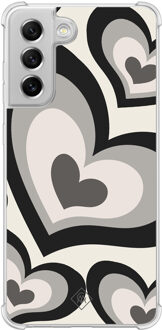 Casimoda Samsung Galaxy S21 FE shockproof hoesje - Hart swirl zwart