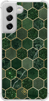 Casimoda Samsung Galaxy S21 FE shockproof hoesje - Kubus groen