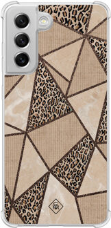 Casimoda Samsung Galaxy S21 FE shockproof hoesje - Leopard abstract Bruin/beige