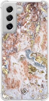 Casimoda Samsung Galaxy S21 FE shockproof hoesje - Marble rosegold Rosekleurig