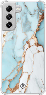 Casimoda Samsung Galaxy S21 FE shockproof hoesje - Marmer lichtblauw