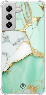 Casimoda Samsung Galaxy S21 FE shockproof hoesje - Marmer mintgroen