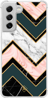 Casimoda Samsung Galaxy S21 FE shockproof hoesje - Marmer triangles Multi