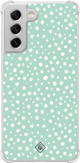 Casimoda Samsung Galaxy S21 FE shockproof hoesje - Mint dots