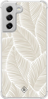 Casimoda Samsung Galaxy S21 FE shockproof hoesje - Palmy leaves beige Bruin/beige