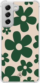 Casimoda Samsung Galaxy S21 FE shockproof hoesje - Retro flowers groen