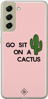 Casimoda Samsung Galaxy S21 FE siliconen hoesje - Go sit on a cactus Roze