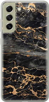 Casimoda Samsung Galaxy S21 FE siliconen hoesje - Marmer grijs brons Grijs/zilverkleurig