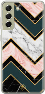 Casimoda Samsung Galaxy S21 FE siliconen hoesje - Marmer triangles Multi