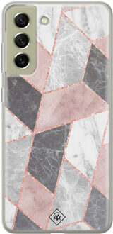 Casimoda Samsung Galaxy S21 FE siliconen hoesje - Stone grid Roze