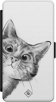 Casimoda Samsung Galaxy S21 flipcase - Kat kiekeboe Grijs/zilverkleurig