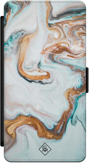 Casimoda Samsung Galaxy S21 flipcase - Marmer blauw goud Blauw, Goudkleurig