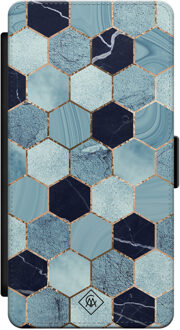 Casimoda Samsung Galaxy S21 flipcase - Marmer blauw kubussen