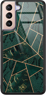 Casimoda Samsung Galaxy S21 glazen hardcase - Abstract groen