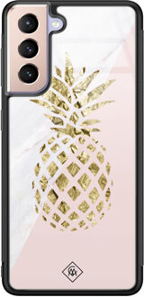 Casimoda Samsung Galaxy S21 glazen hardcase - Ananas Roze