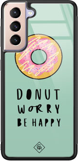 Casimoda Samsung Galaxy S21 glazen hardcase - Donut worry Mint