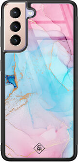 Casimoda Samsung Galaxy S21 glazen hardcase - Marble colorbomb Multi
