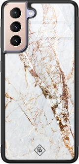 Casimoda Samsung Galaxy S21 glazen hardcase - Marmer goud Goudkleurig