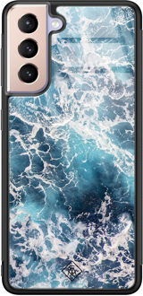 Casimoda Samsung Galaxy S21 glazen hardcase - Oceaan Blauw