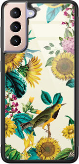 Casimoda Samsung Galaxy S21 glazen hardcase - Sunflowers Geel