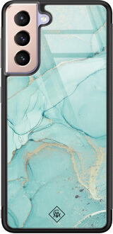 Casimoda Samsung Galaxy S21 glazen hardcase - Touch of mint