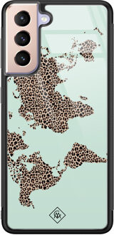 Casimoda Samsung Galaxy S21 glazen hardcase - Wild world Blauw