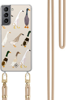 Casimoda Samsung Galaxy S21 hoesje met beige koord - Duck life Bruin/beige