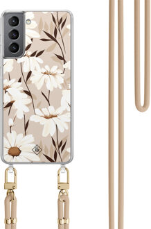 Casimoda Samsung Galaxy S21 hoesje met beige koord - In bloom Bruin/beige