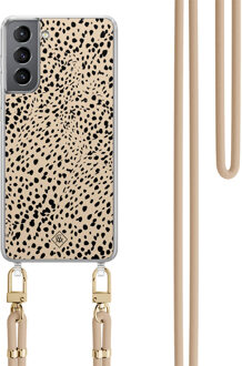 Casimoda Samsung Galaxy S21 hoesje met beige koord - Spot on Bruin/beige