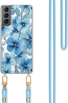 Casimoda Samsung Galaxy S21 hoesje met blauw koord - Indigo gardens