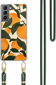 Casimoda Samsung Galaxy S21 hoesje met groen koord - Orange garden Multi