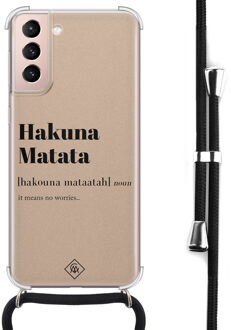 Casimoda Samsung Galaxy S21 hoesje met koord - Hakuna matata Bruin/beige