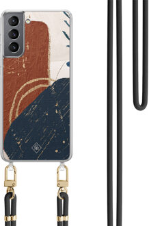 Casimoda Samsung Galaxy S21 hoesje met zwart koord - Abstract terracotta Multi