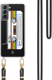 Casimoda Samsung Galaxy S21 hoesje met zwart koord - Cassette mixtape