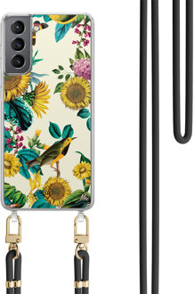 Casimoda Samsung Galaxy S21 hoesje met zwart koord - Sunflowers Geel, Multi