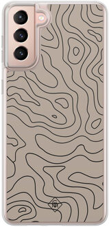 Casimoda Samsung Galaxy S21 hybride hoesje - Abstract lines Bruin/beige