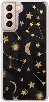 Casimoda Samsung Galaxy S21 hybride hoesje - Counting the stars Zwart, Goudkleurig